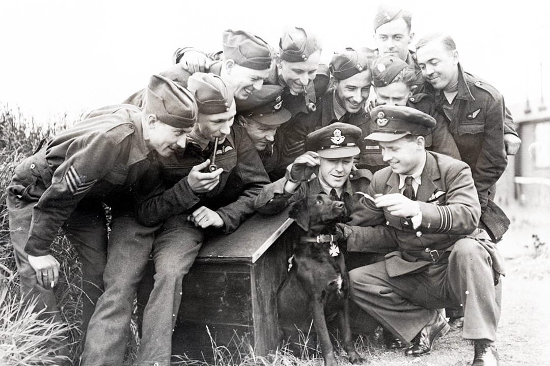 Dambusters crew and Guy Gibson's dog